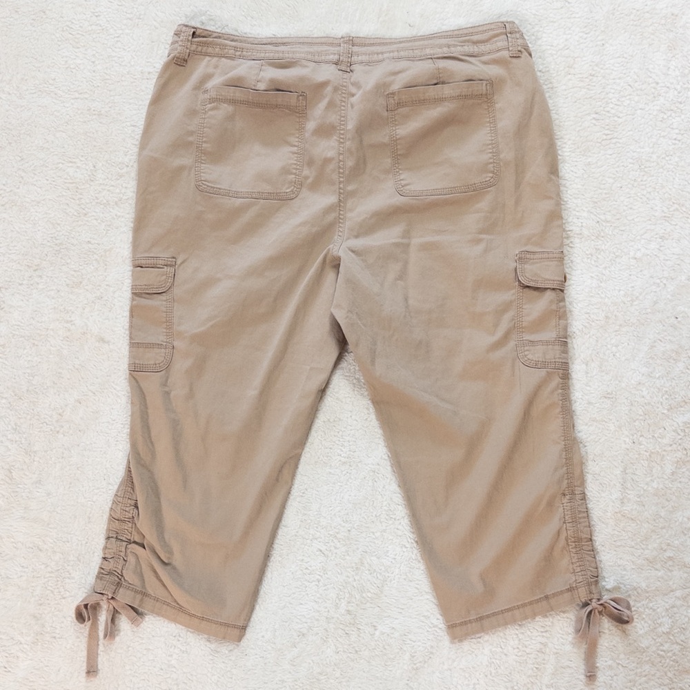 Vintage Y2K Faded Glory Khaki Cargo Capri Pants Plus Size 16 - Picture 3 of 7